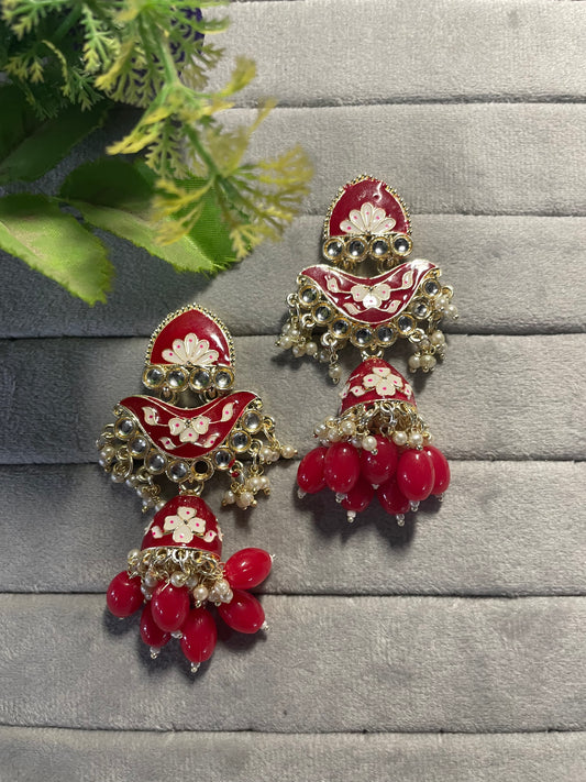 Ethnic Red Earrings
