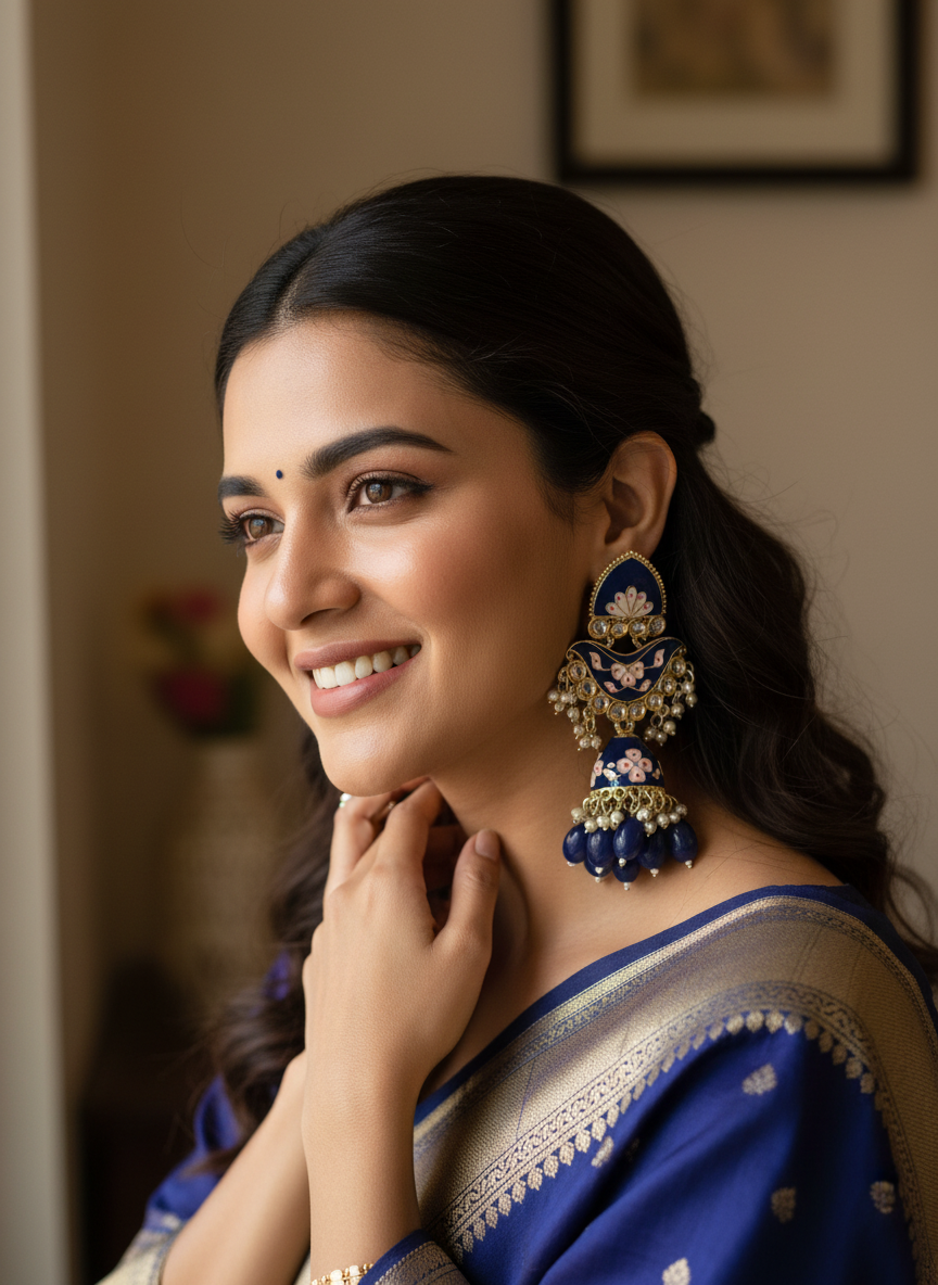 Ethnic Blue Earrings