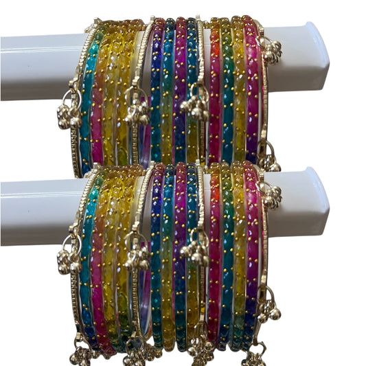 Viral Kashmiri Ghungroo Bangle Set-Multi Dark 2 dozen