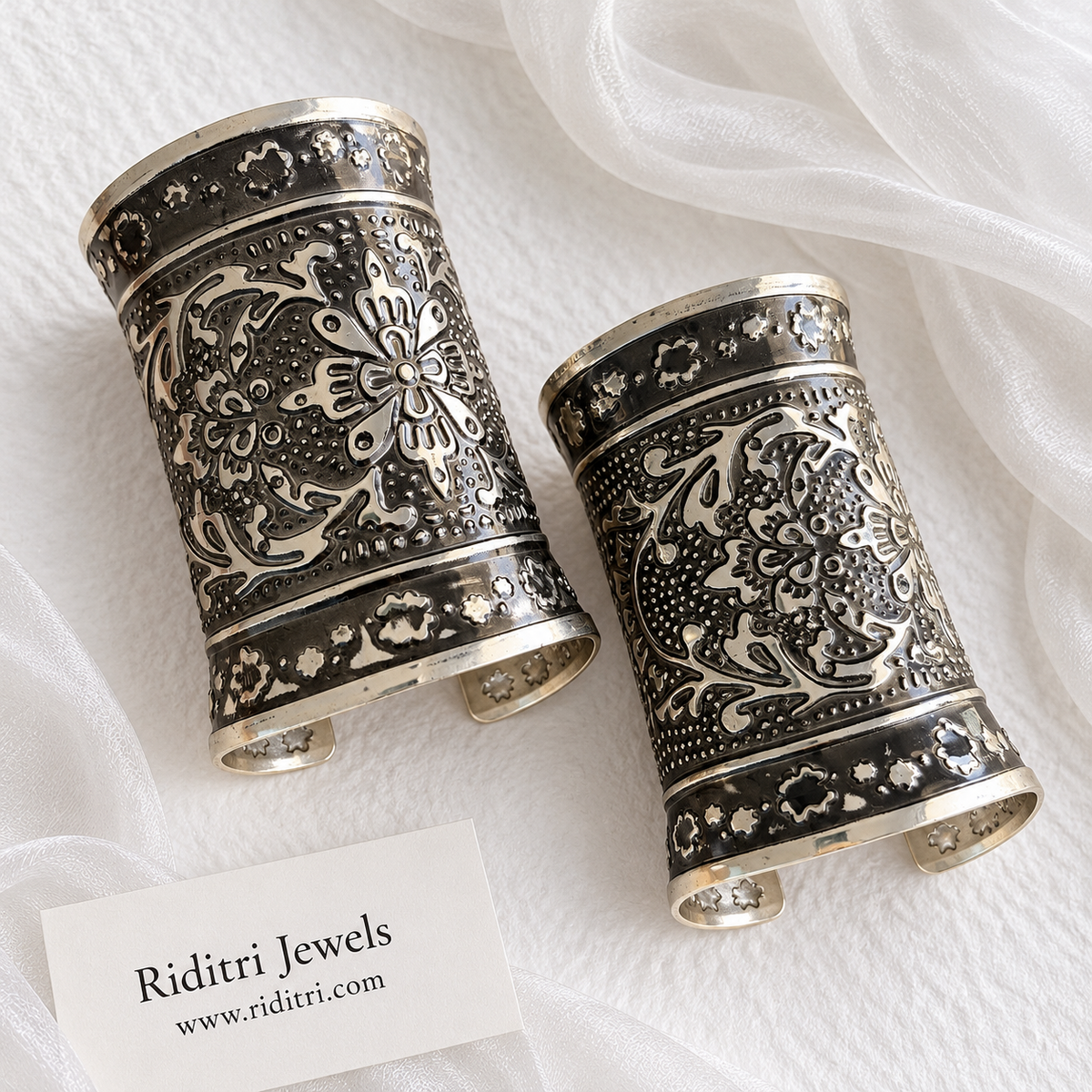 Gul Bahar Adjustable Broad Cuff Bracelets – open adjustable cuff view for garba and Navratri, view 3