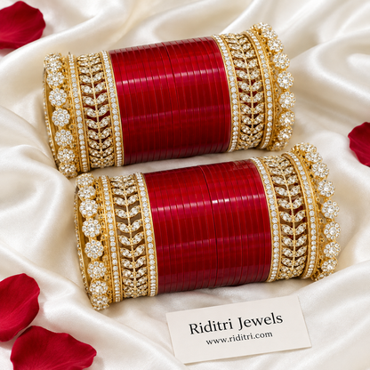 Red Bridal Chooda Set – classic red chooda for weddings and first Karwa Chauth, view 4