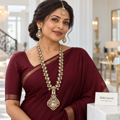 Nita Ambani Inspired White Stone Necklace Set