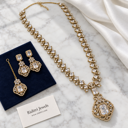 Nita Ambani Inspired White Stone Necklace Set