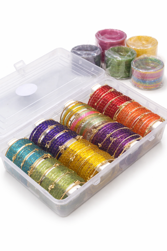 Kashmiri Ghungru with Raindrop Glass Bangles-with Box_8Z32