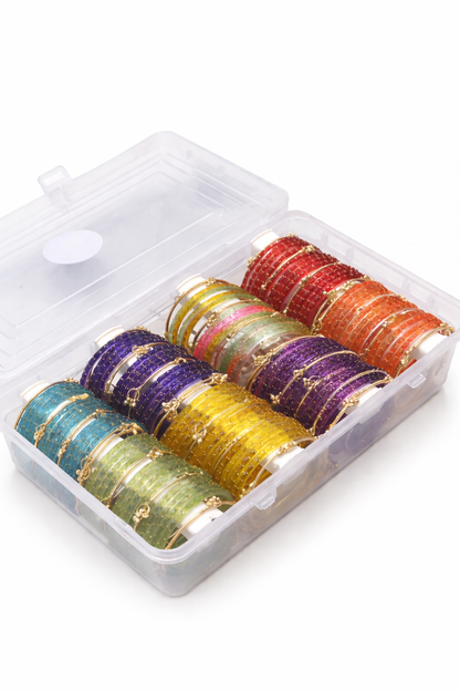 Kashmiri Ghungru with Raindrop Glass Bangles-with Box_8Z32