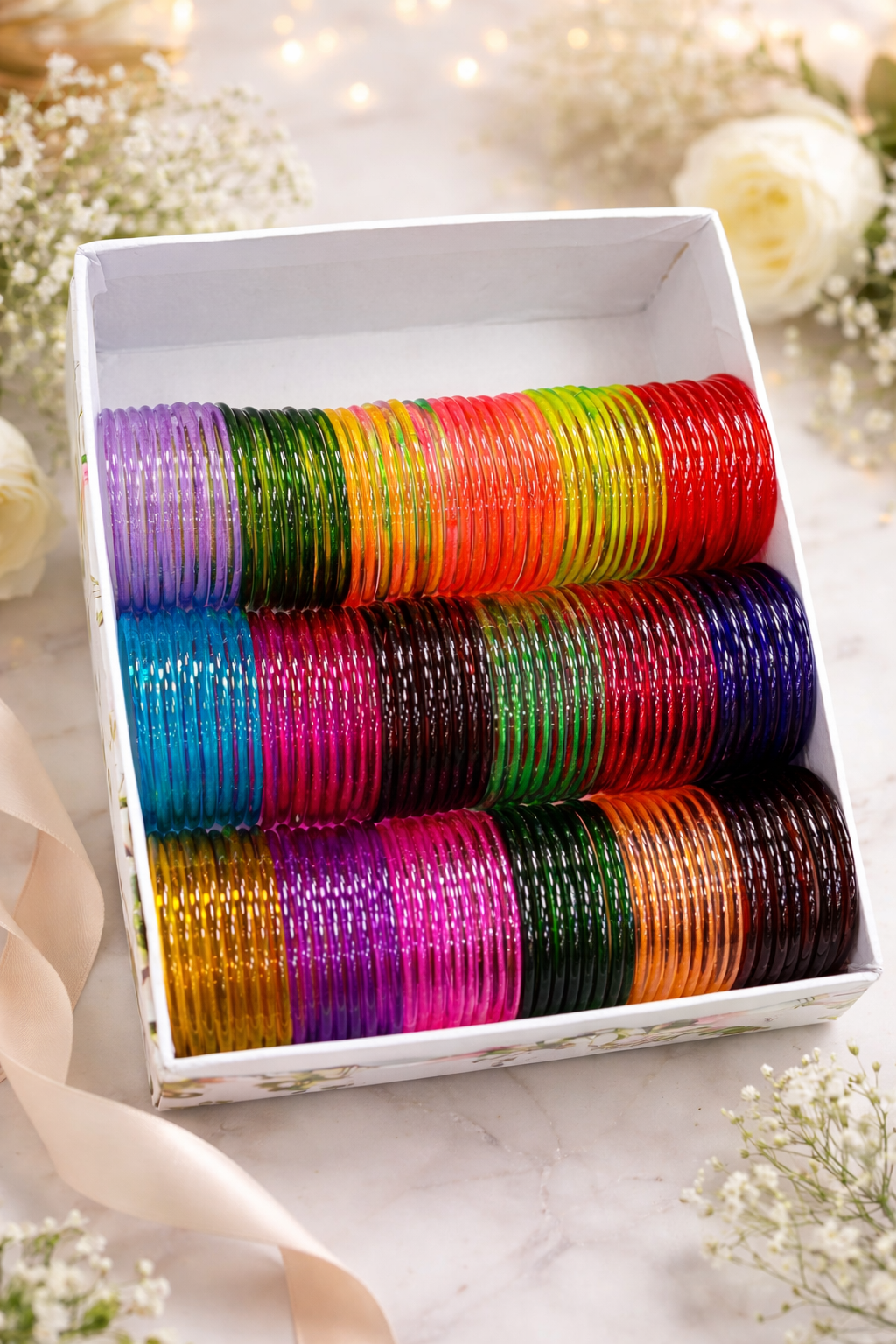 Viral Glossy Crystal Glass Bangles- 18 colors