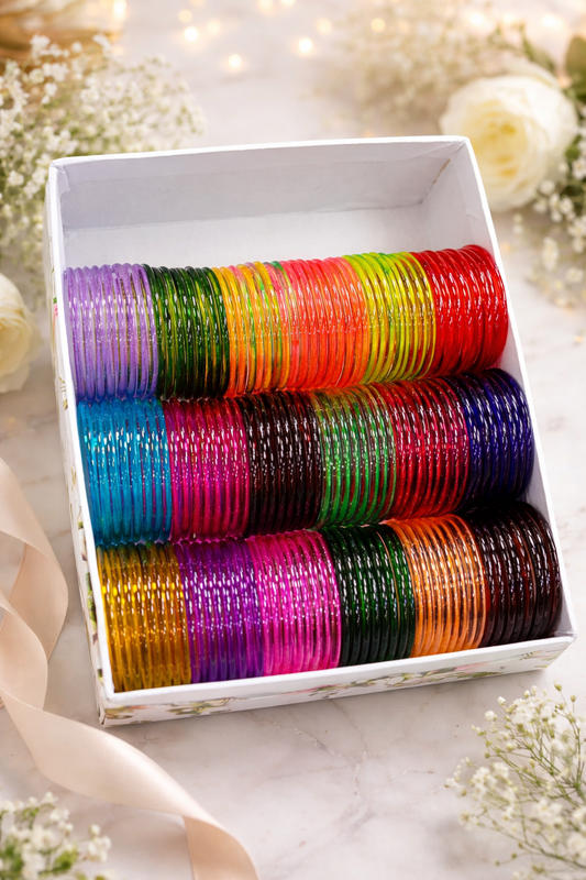 Viral Glossy Crystal Glass Bangles- 18 colors