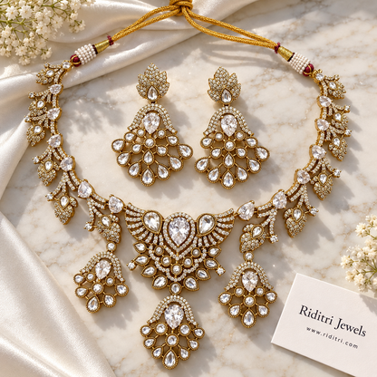 Shahzadi Kundan Necklace Set – White