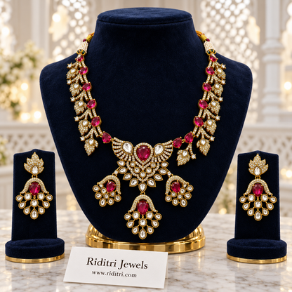 Shahzadi Kundan Necklace Set – Ruby