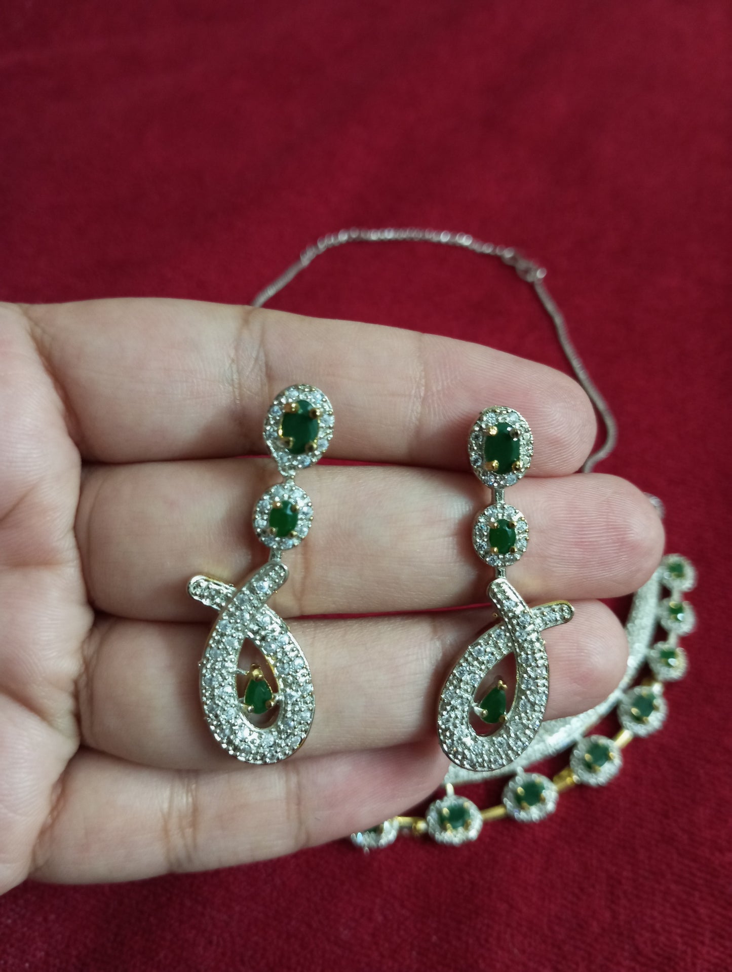 Green American Diamond Necklace