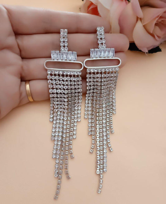 Handcrafted CZ Stone Studded Classic Drop Earrings