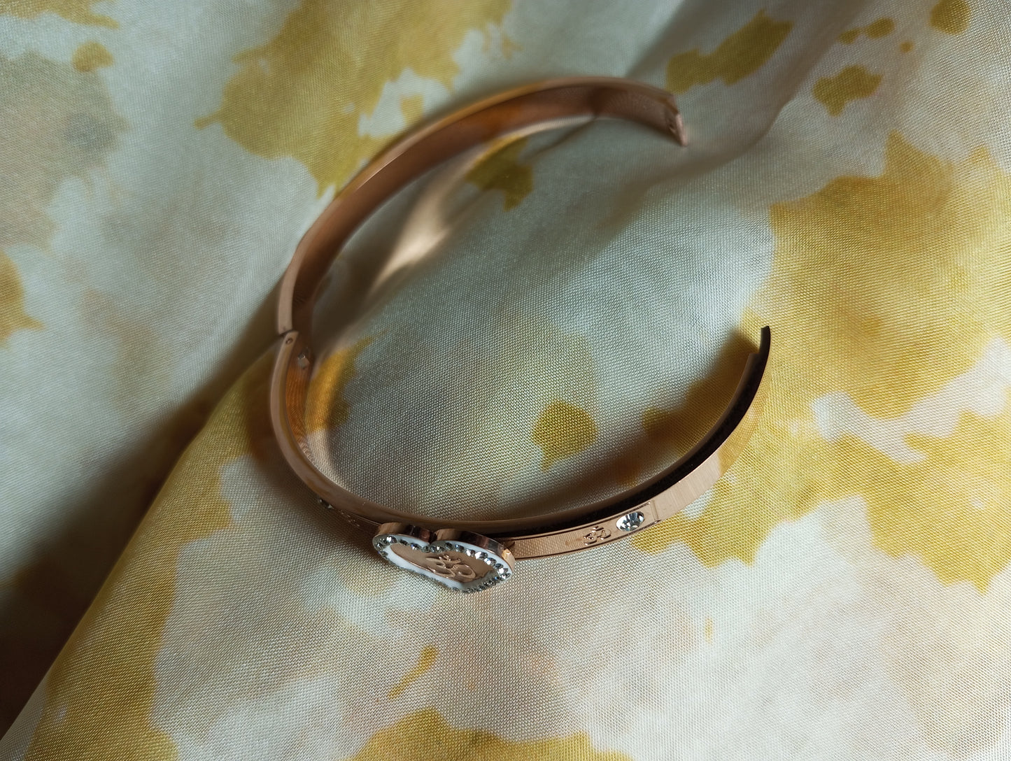 Anti Tarnish Om Rose Gold and White Bracelet- Premium Quality