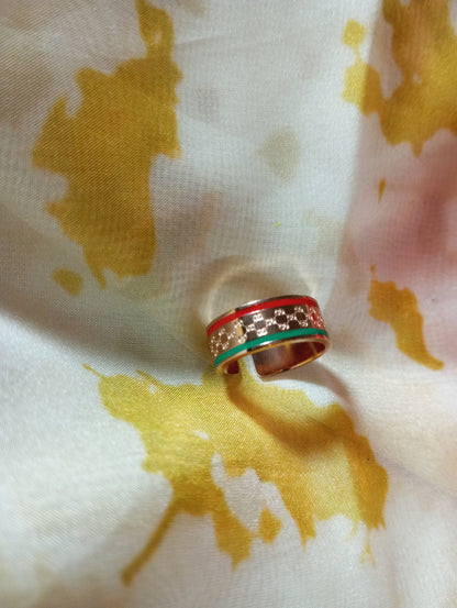 Anti Tarnish Rose Gold, Red and Green color Ring- Premium Quality