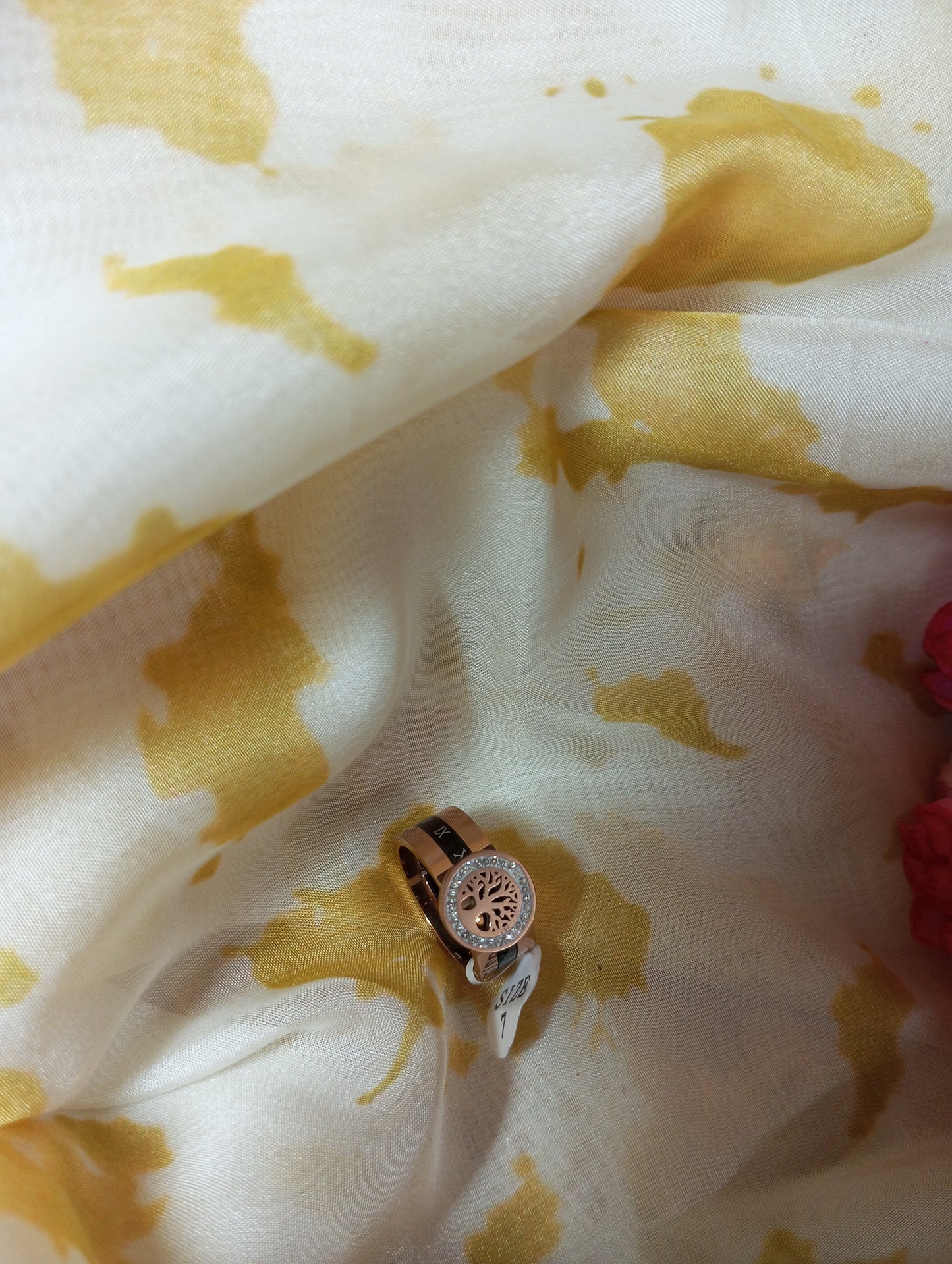 Anti Tarnish Rose Gold Ring with Tree design- Premium Quality