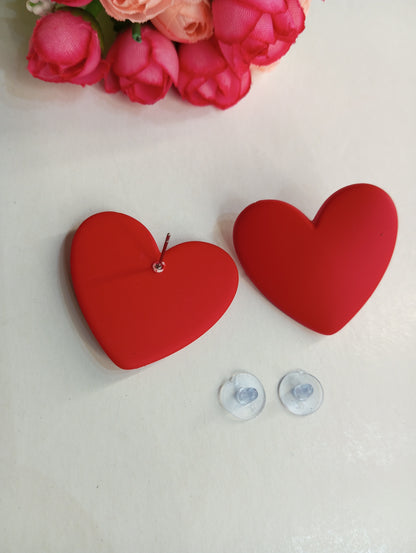 Heart Shaped Studs Earrings- Red