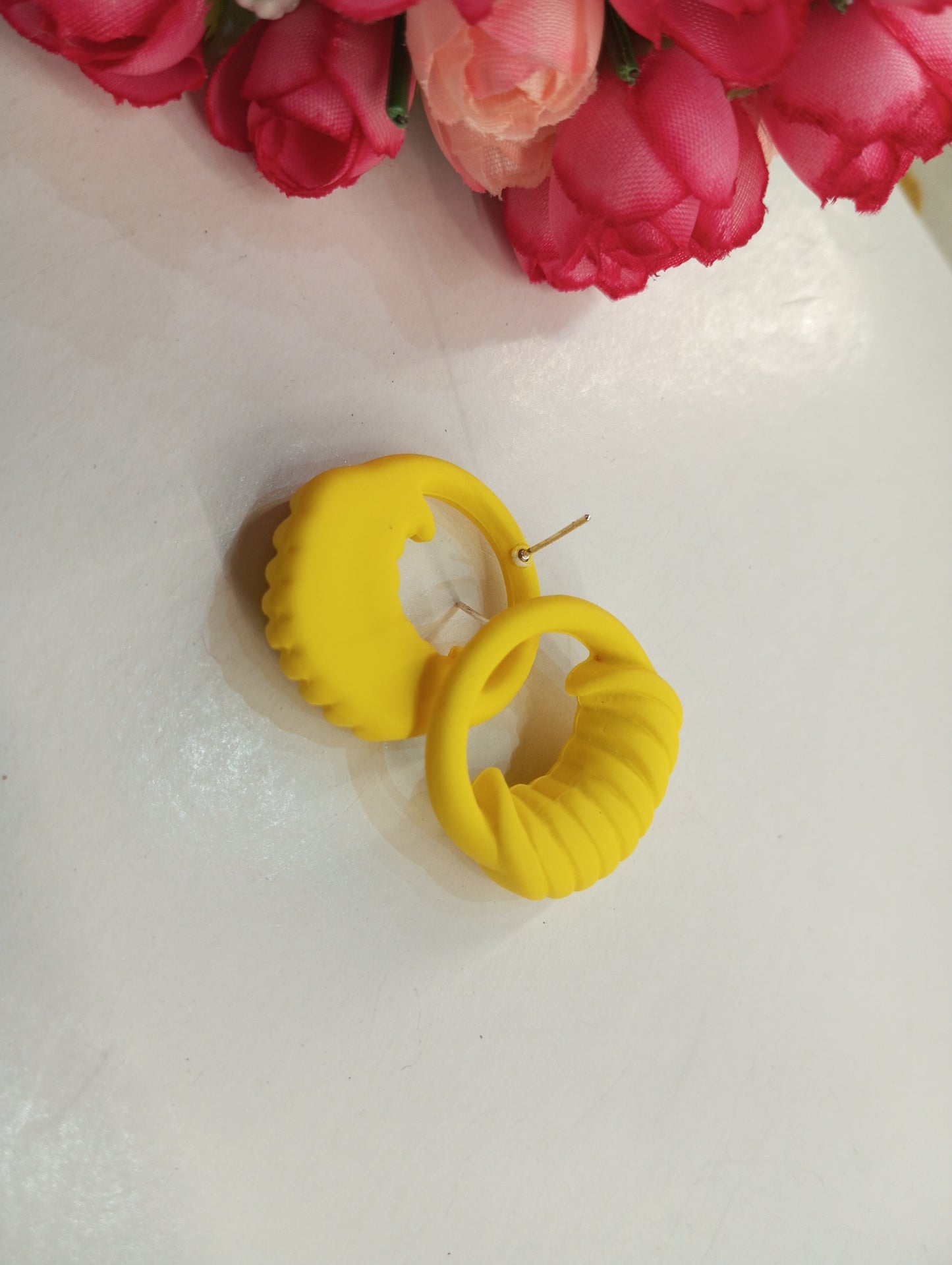Matte Finish Earrings- Yellow