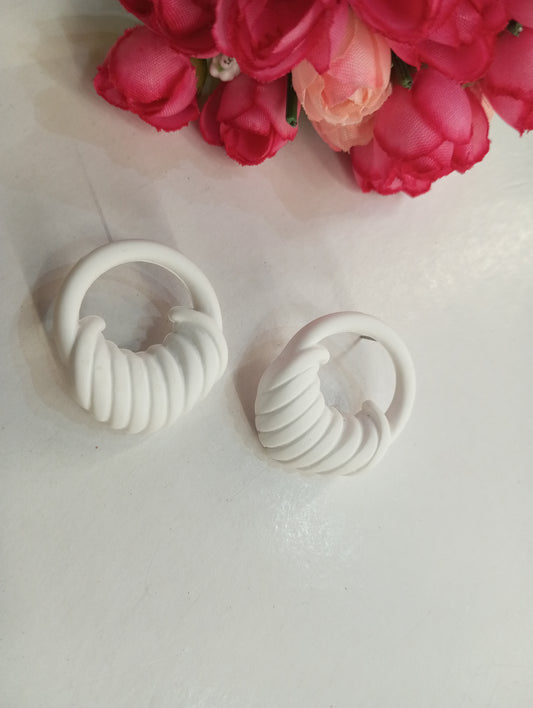 Matte Finish Earrings- White