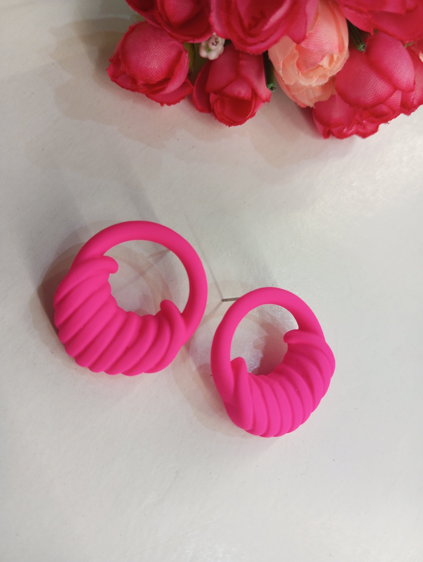 Matte Finish Earrings- Pink