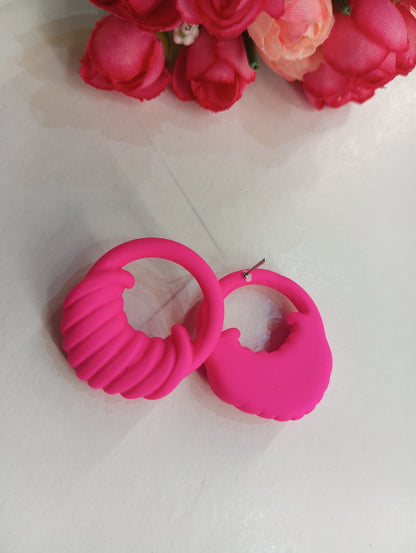 Matte Finish Earrings- Pink