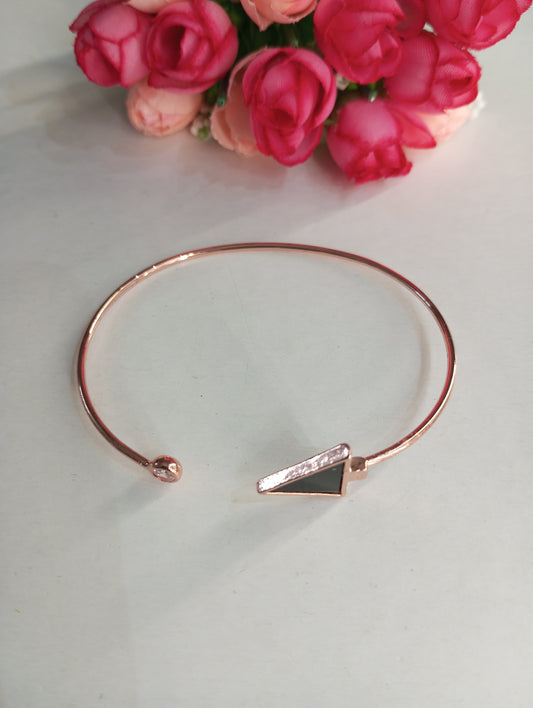 Black Triangle and Single Small Stone Rose Gold Adjustable Bracelet