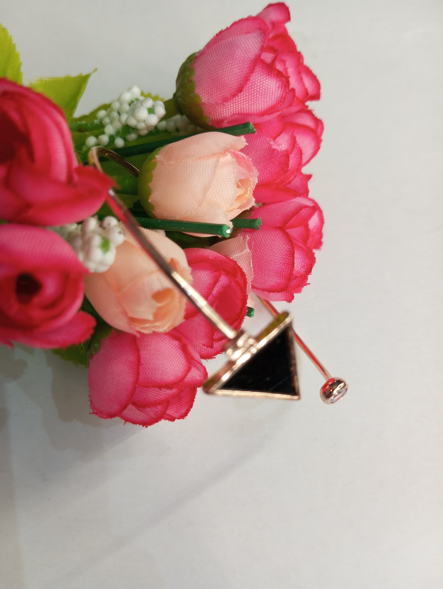 Black Triangle and Rose Gold Adjustable Bracelet