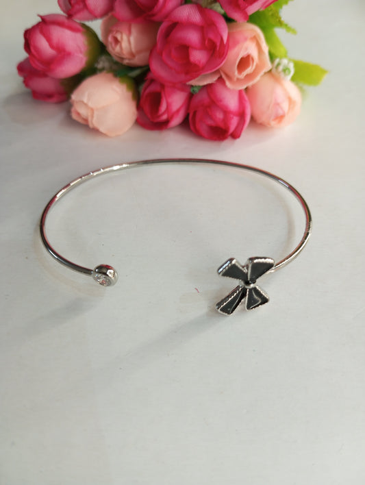 Cute Black Bow and Silver Adjustable Bracelet