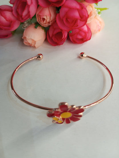 Beautiful Red and Yellow Flower Adjustable Bracelet