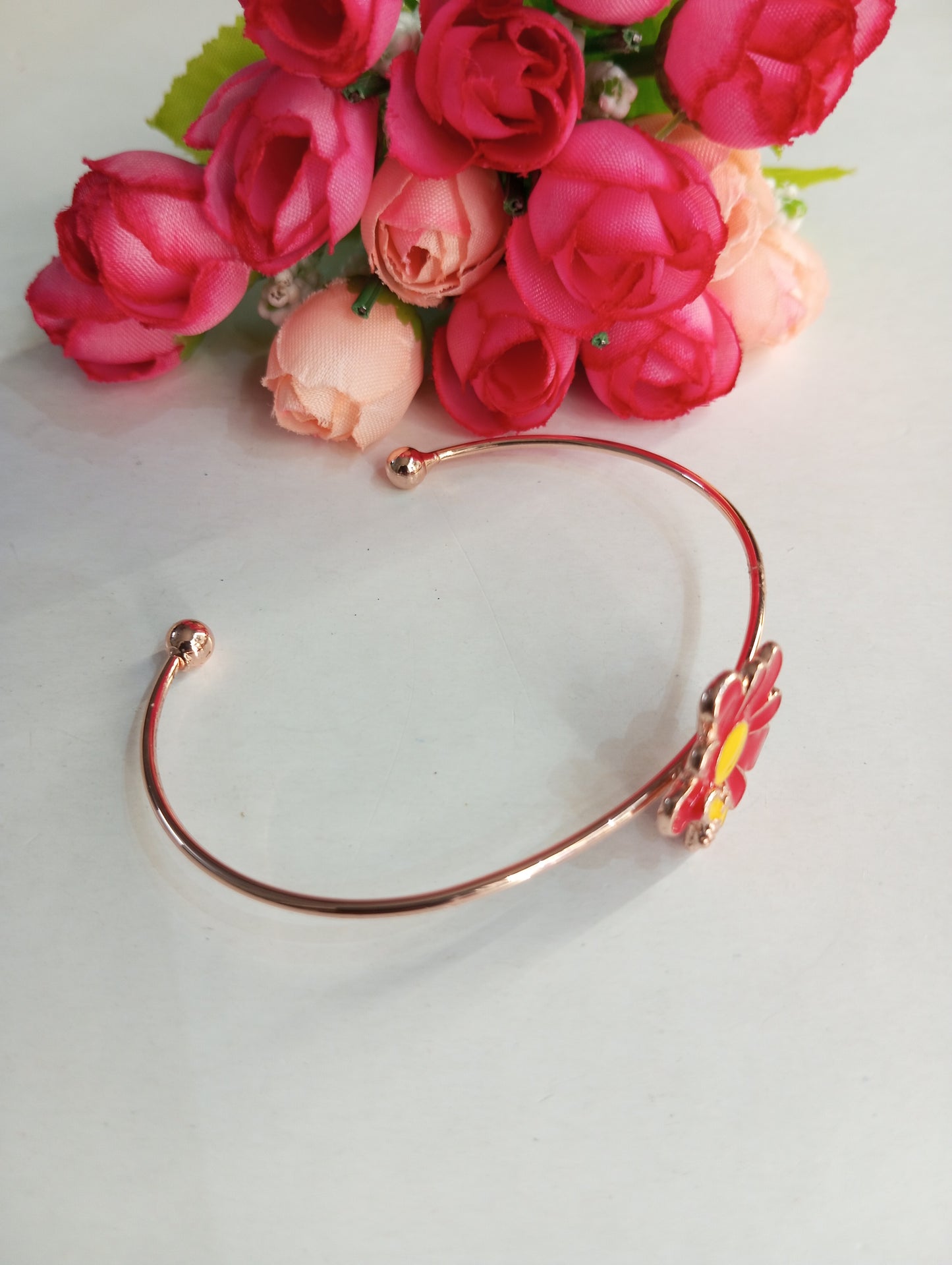 Beautiful Red and Yellow Flower Adjustable Bracelet