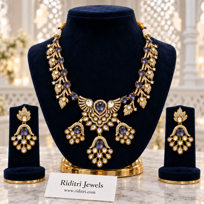 Shahzadi Kundan Necklace Set – Lavender