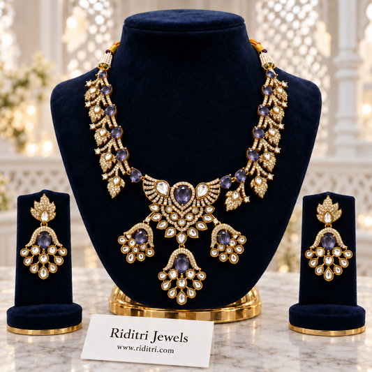 Shahzadi Kundan Necklace Set – Lavender