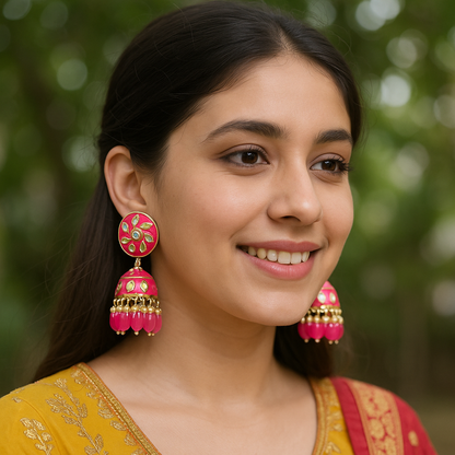 Hrisha Rani Pink Jhumka Earrings