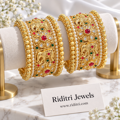 Gajraj Royal Elephant Bridal Bangle Set