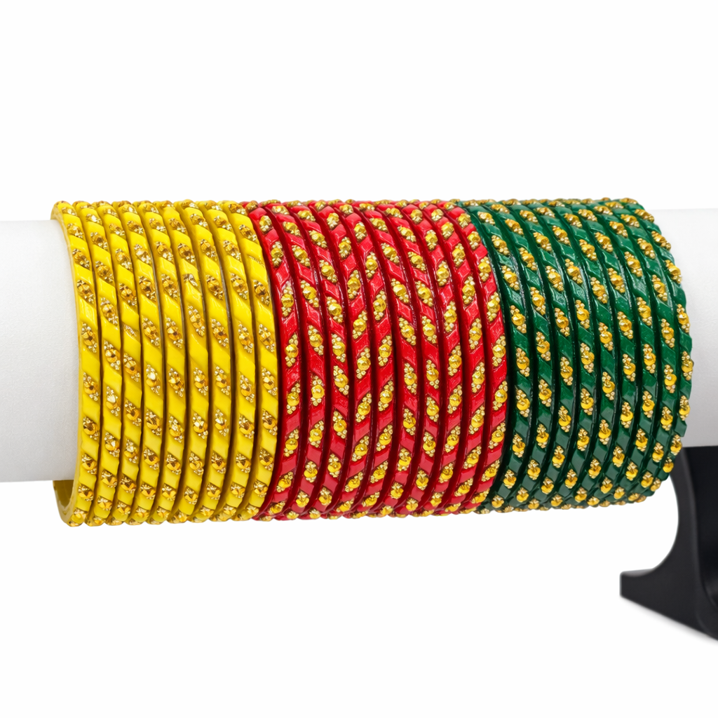 Glass Stone Mix Bangle Set