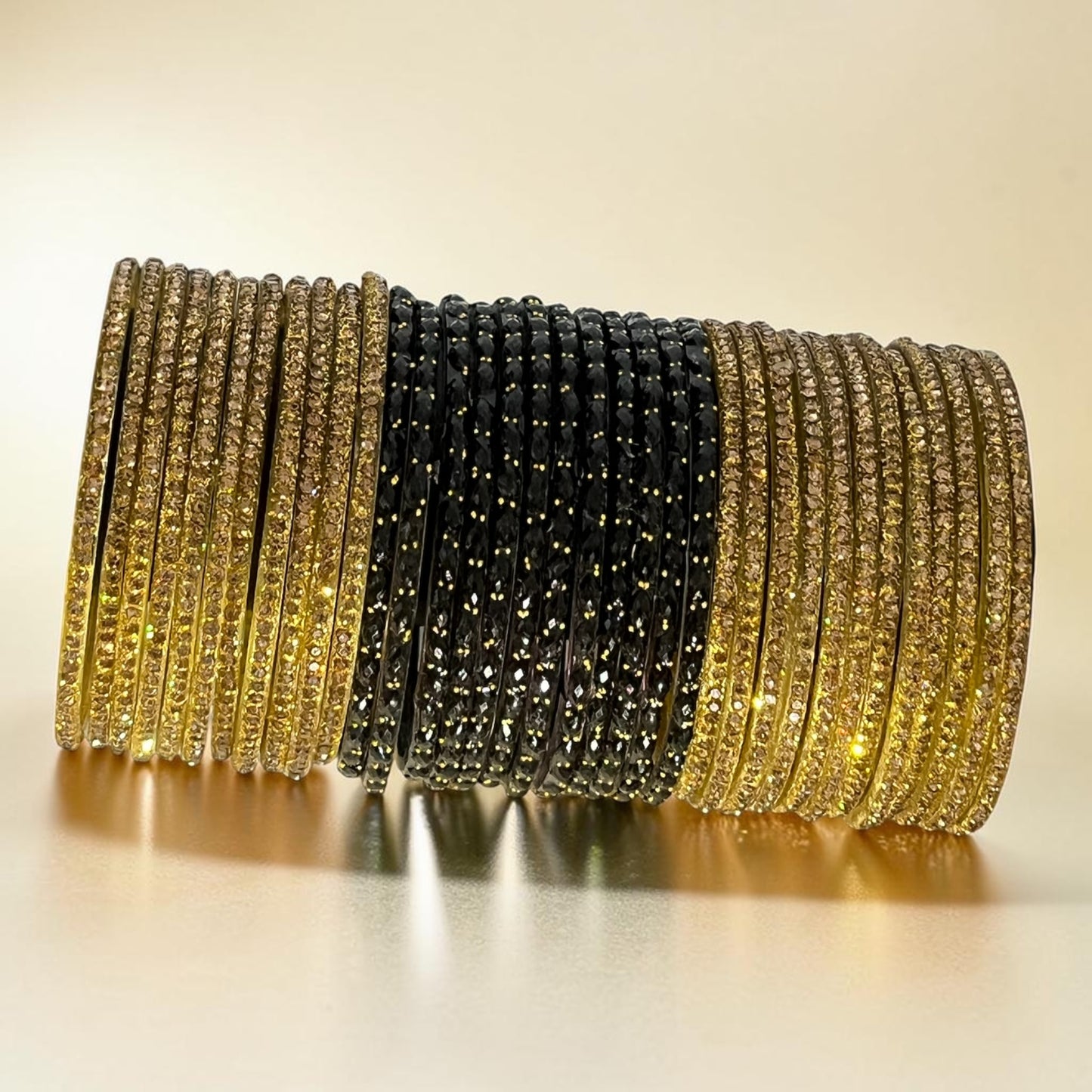 Raindrop Black Golden Mix Bangle Set