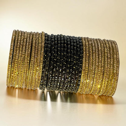 Raindrop Black Golden Mix Bangle Set