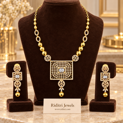 Nazakat Gold Plated AD Necklace Set