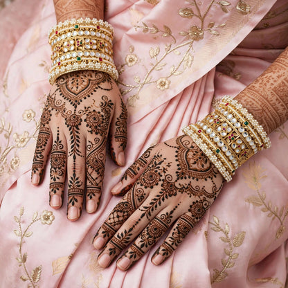 Rajkumari Rajwadi Kundan Moti Bangle Set
