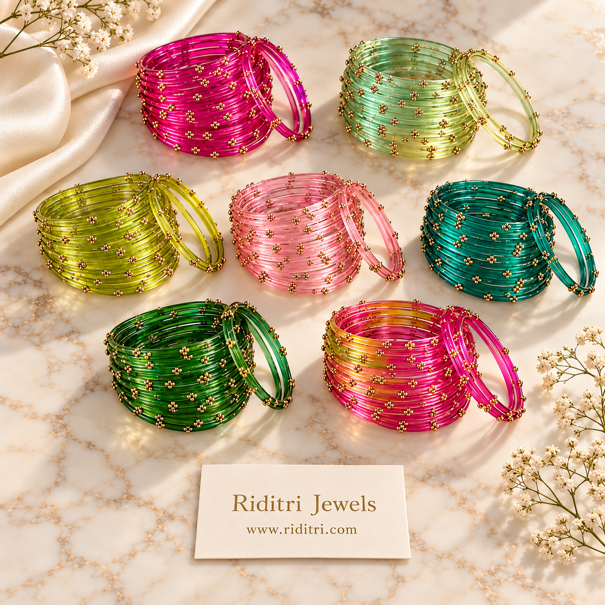 Viral Glass Bangles – 9 Color Combo