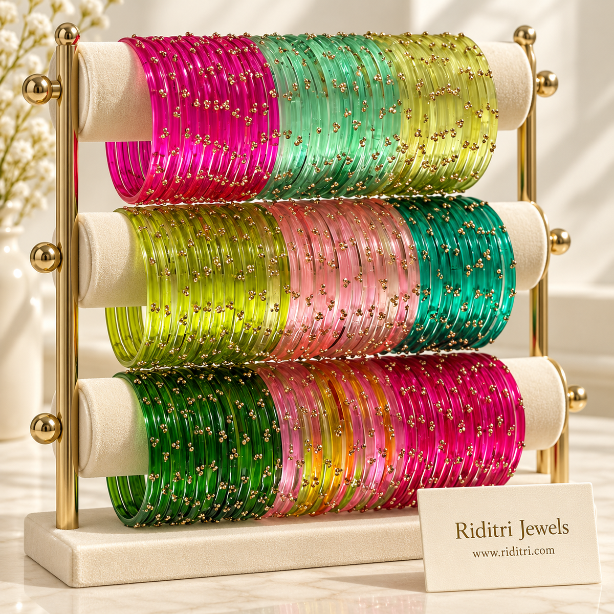 Viral Glass Bangles – 9 Color Combo