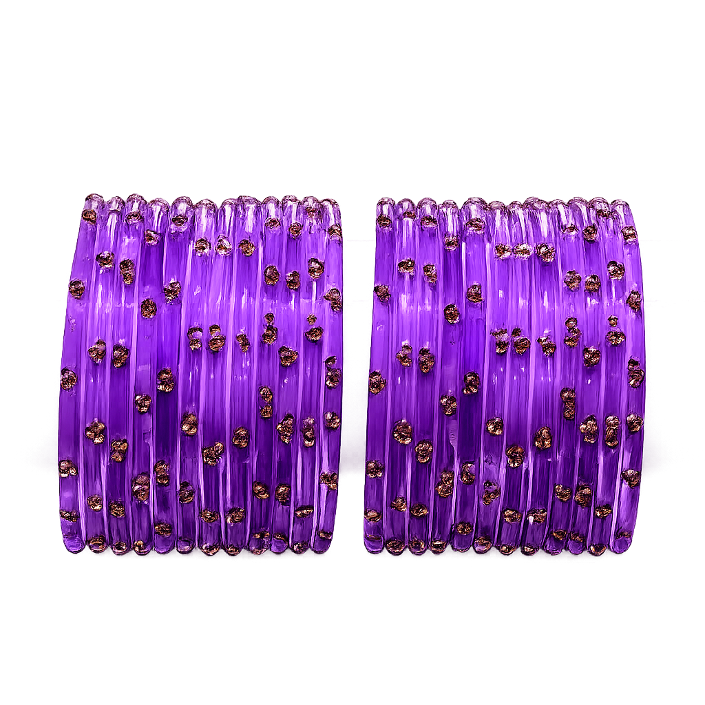 Viral Raindrop Ghungru Glass Bangles-Purple