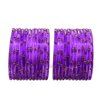 Viral Raindrop Ghungru Glass Bangles-Purple