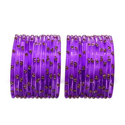 Viral Raindrop Glass Bangles-Purple