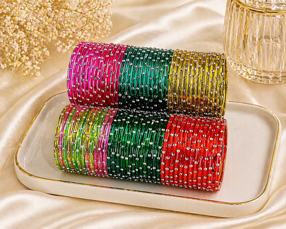 Glass Zircon Bangle Set-6 dozen