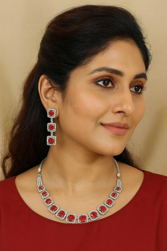 Anvita Red AD Necklace