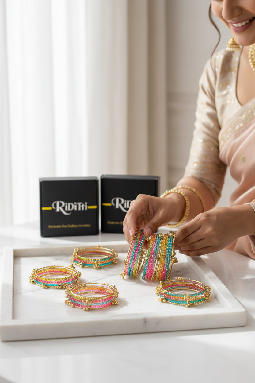 Viral Jelly Ghungroo Bangle Set-Multicolor