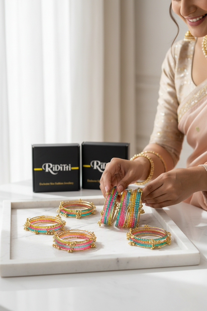 Viral Jelly Ghungroo Bangle Set-Multicolor