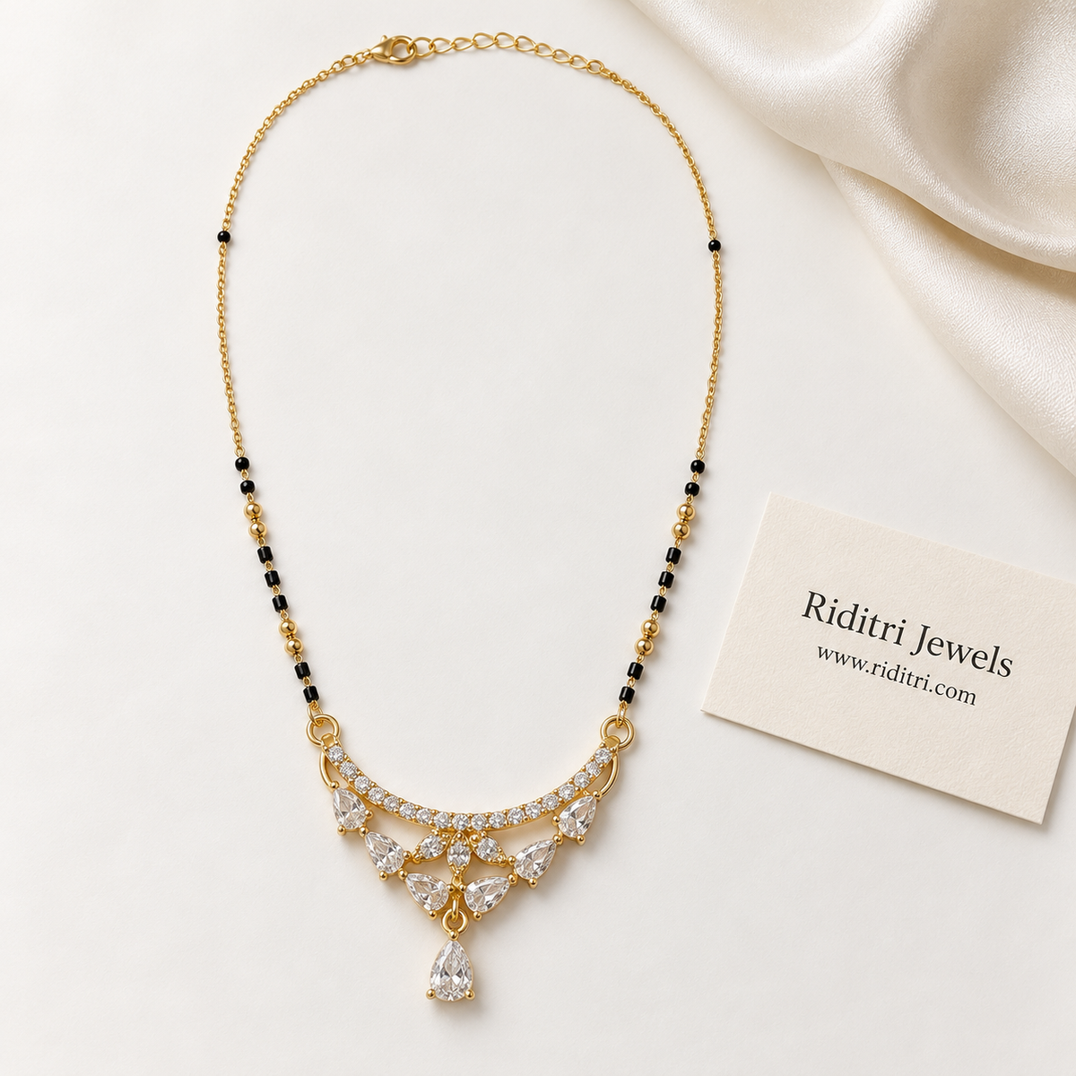 Lightweight daily wear anti-tarnish mangalsutra chain measured with ruler for length