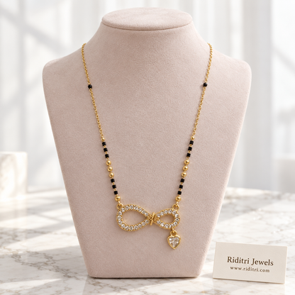 Hamesha anti-tarnish infinity heart mangalsutra with AD stone infinity and heart drop