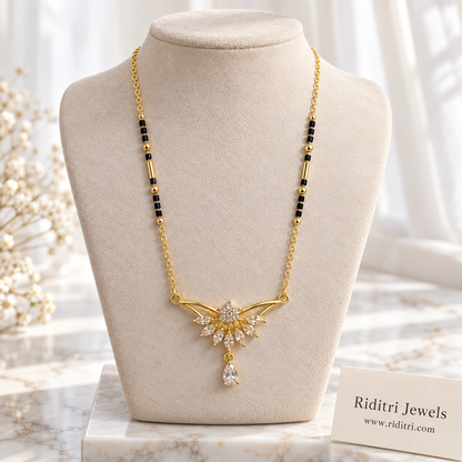 Pankh anti-tarnish marquise wing mangalsutra with star flower and teardrop drop