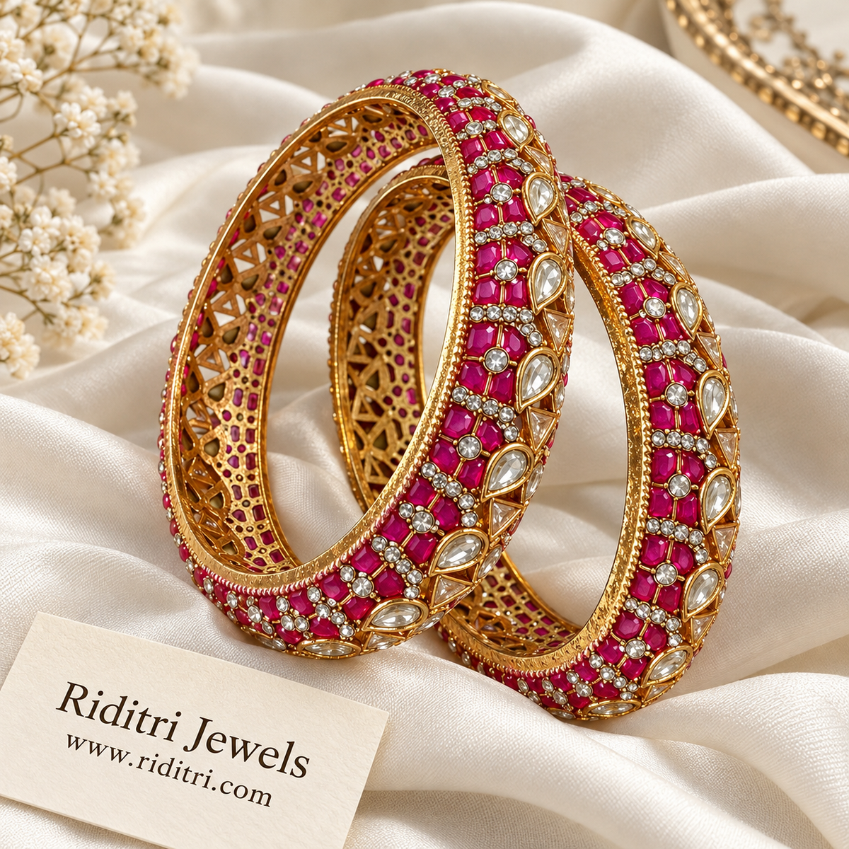 Manik Kundan Bangles – Ruby (Set of 2)